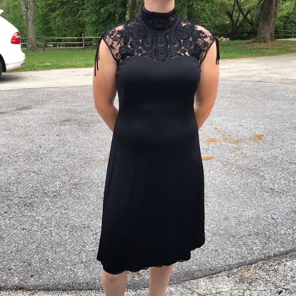 Purple label Ralph Lauren lace top black dress